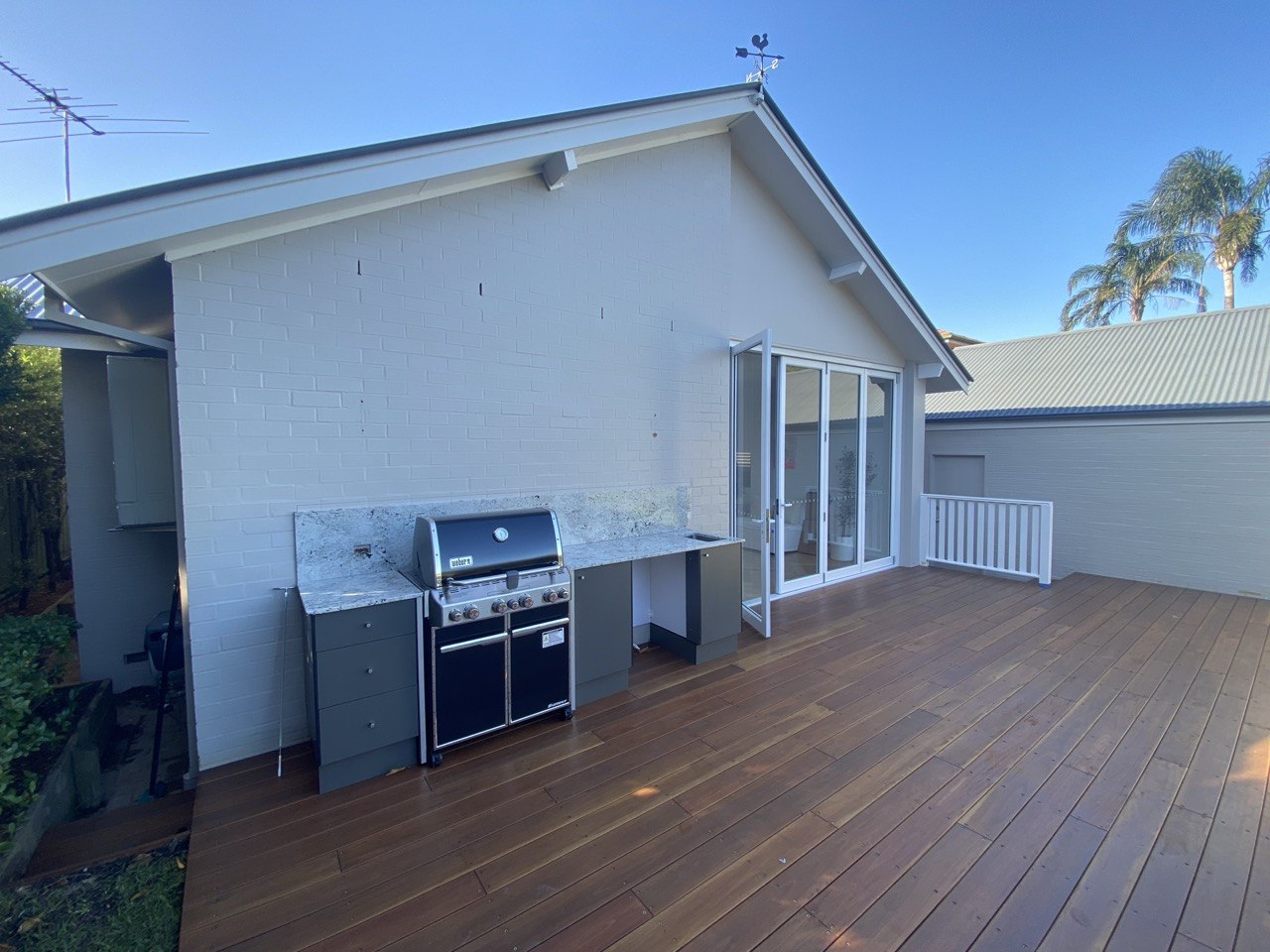 Allambie Heights after — finished hardwood deck with outdoor kitchen