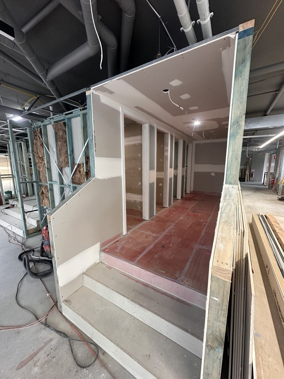Anytime Fitness Thornleigh — Timber framing and stair build in progress